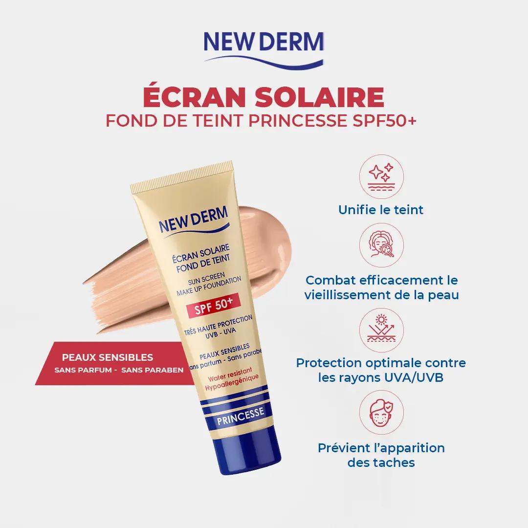 NEW DERM ÉCRAN SOLAIRE FOND DE TEINT PRINCESSE SPF50+