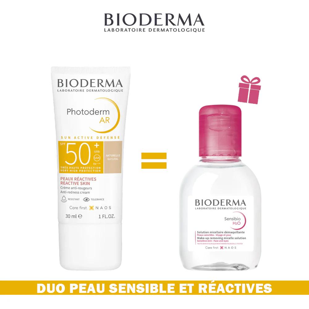 Bioderma PHOTODERM AR SPF50+ CRÈME SOLAIRE TEINTÉE 30ML + SENSIBIO H2O EAU MICELLAIRE OFFERTE