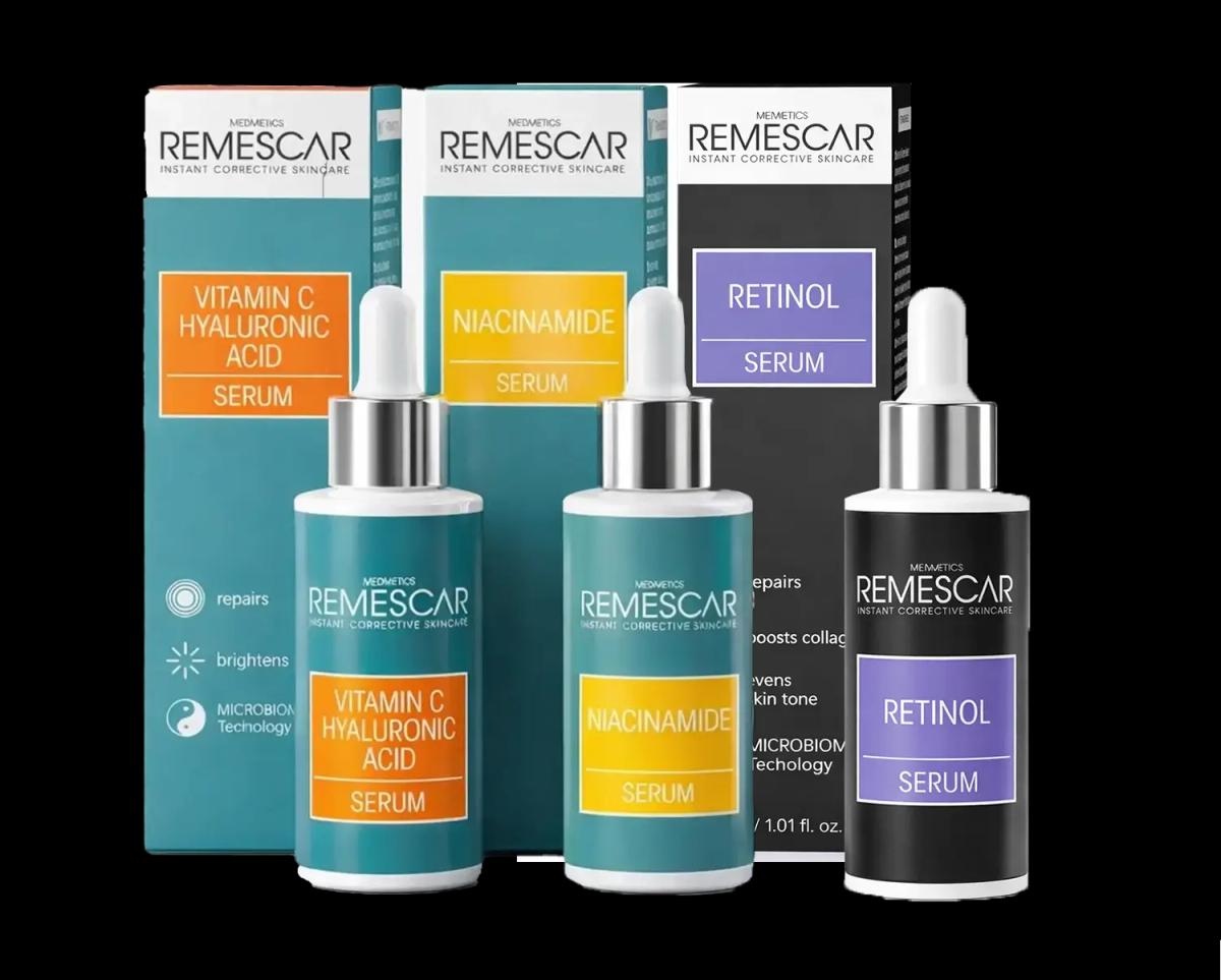 Pack Remescar Sérum Vitamine C, Niacinamide & Rétinol Coffret Soins Visage Anti-Âge Éclat
