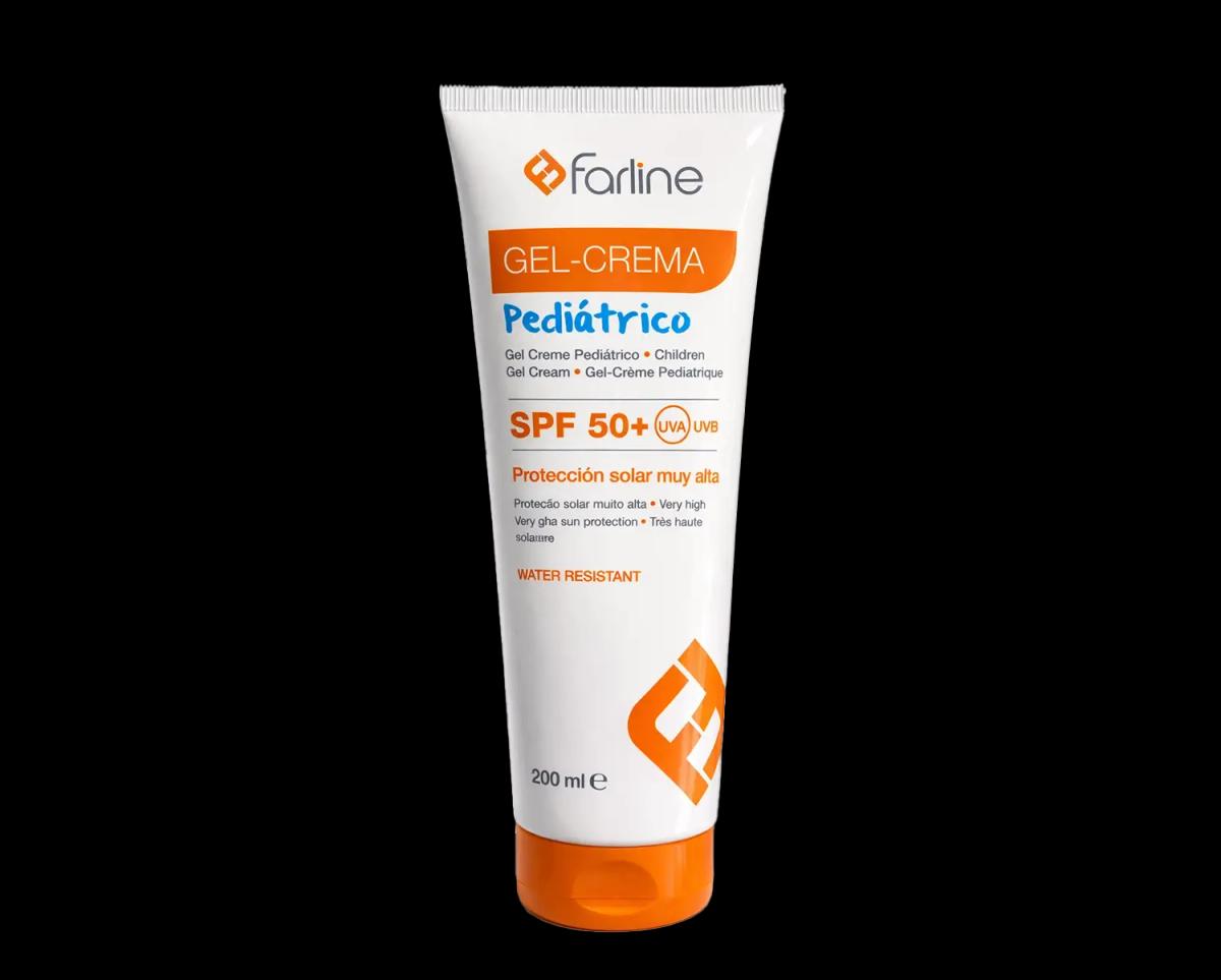 Farline Gel-Crème Solaire Pédiatrique SPF 50+ Très Haute Protection Enfants Résistant à l'Eau 200 ml