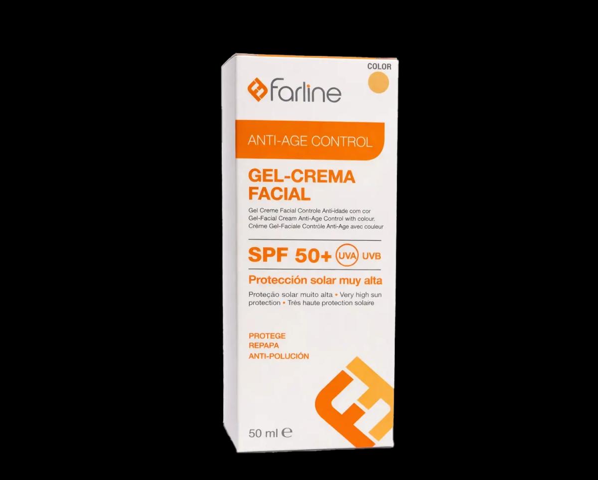Farline Gel-Crème Facial Anti-Age Control SPF 50+ Teinté Protection Solaire Visage 50 ml