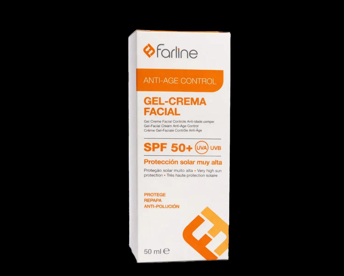 Farline Anti-Age Control Gel-Crème Facial SPF 50+ Crème Solaire Anti-Âge Visage 50 ml