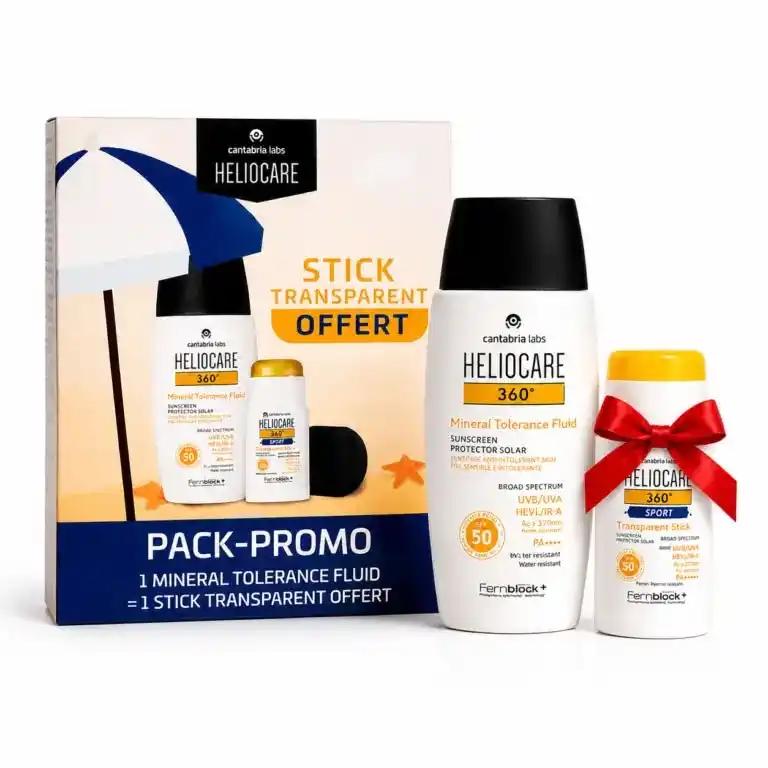 Heliocare Pack-Promo 360 Mineral Tolerance Fluid SPF50+ + Stick Transparent Offert