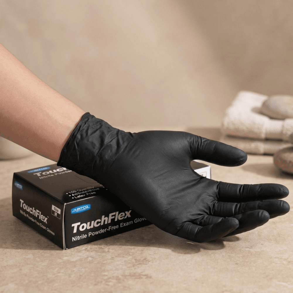 GANTS NITRILE NOIR NON POUDRÉS JETABLES BOÎTE DE 100