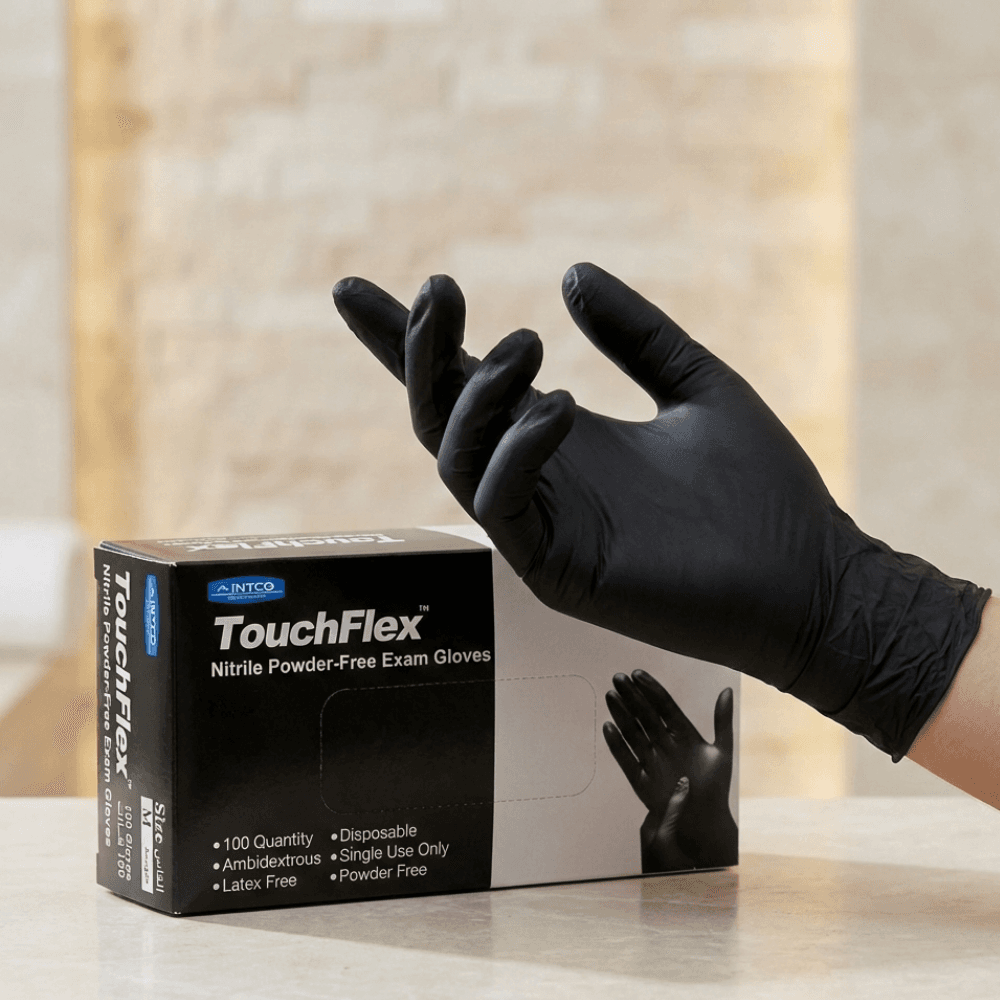 GANTS NITRILE NOIR NON POUDRÉS JETABLES BOÎTE DE 100
