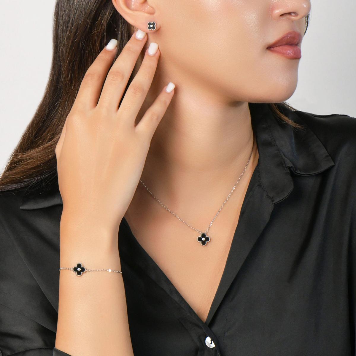 Ensemble Parure Trèfle Noir