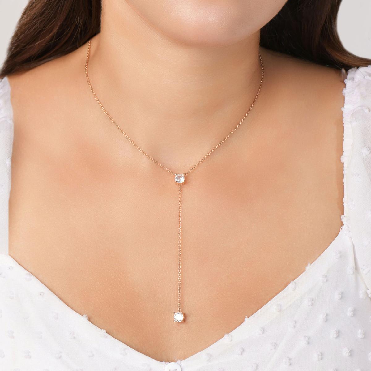 Collier unique à double zircons l Argent 925