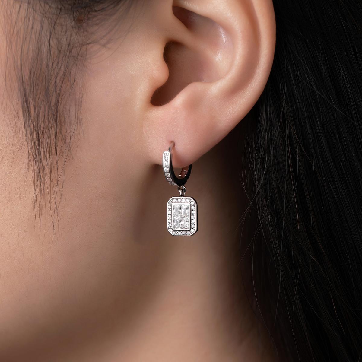 Boucles d'oreilles Créoles Prestige Rectangle