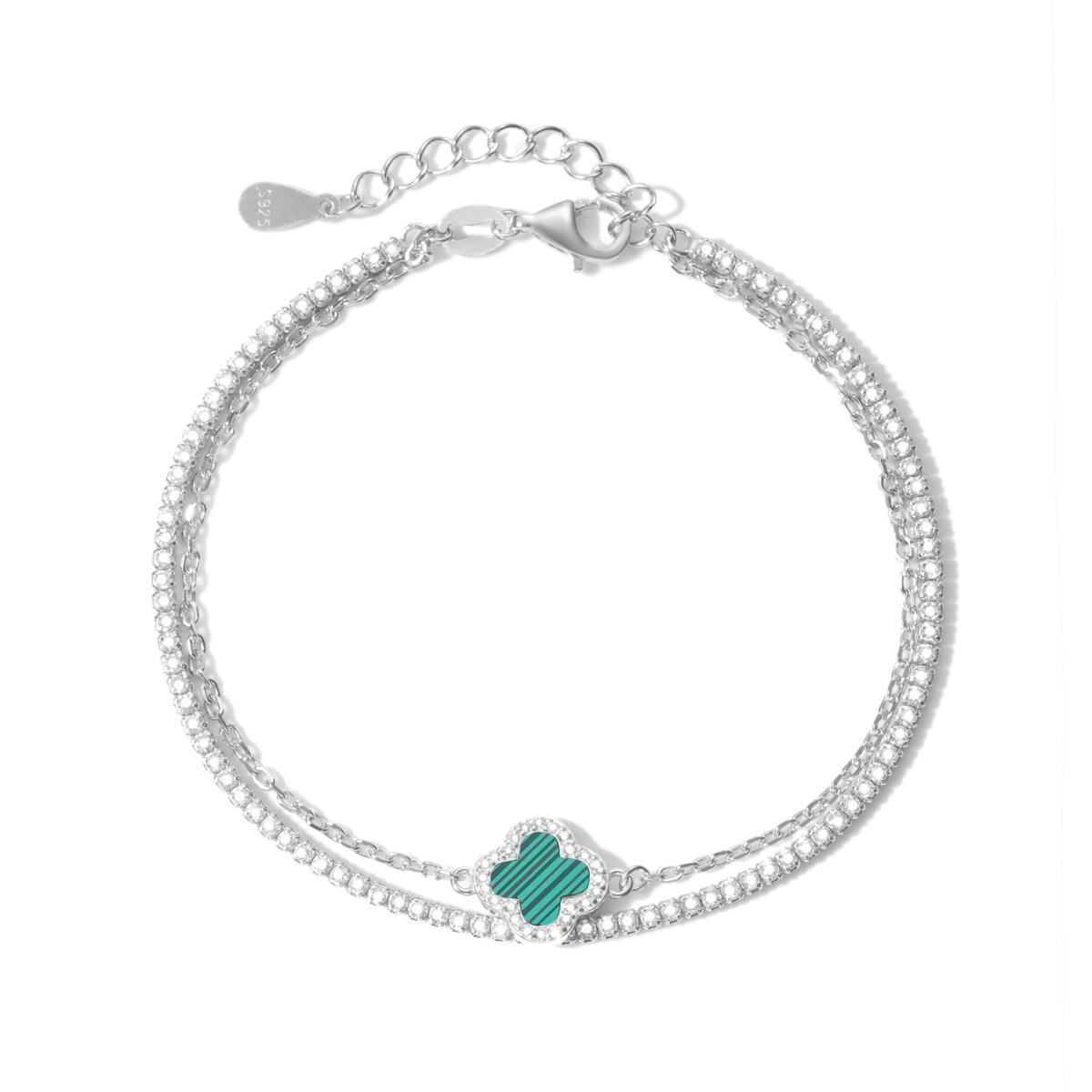 Bracelet Trèfle Double Chaine