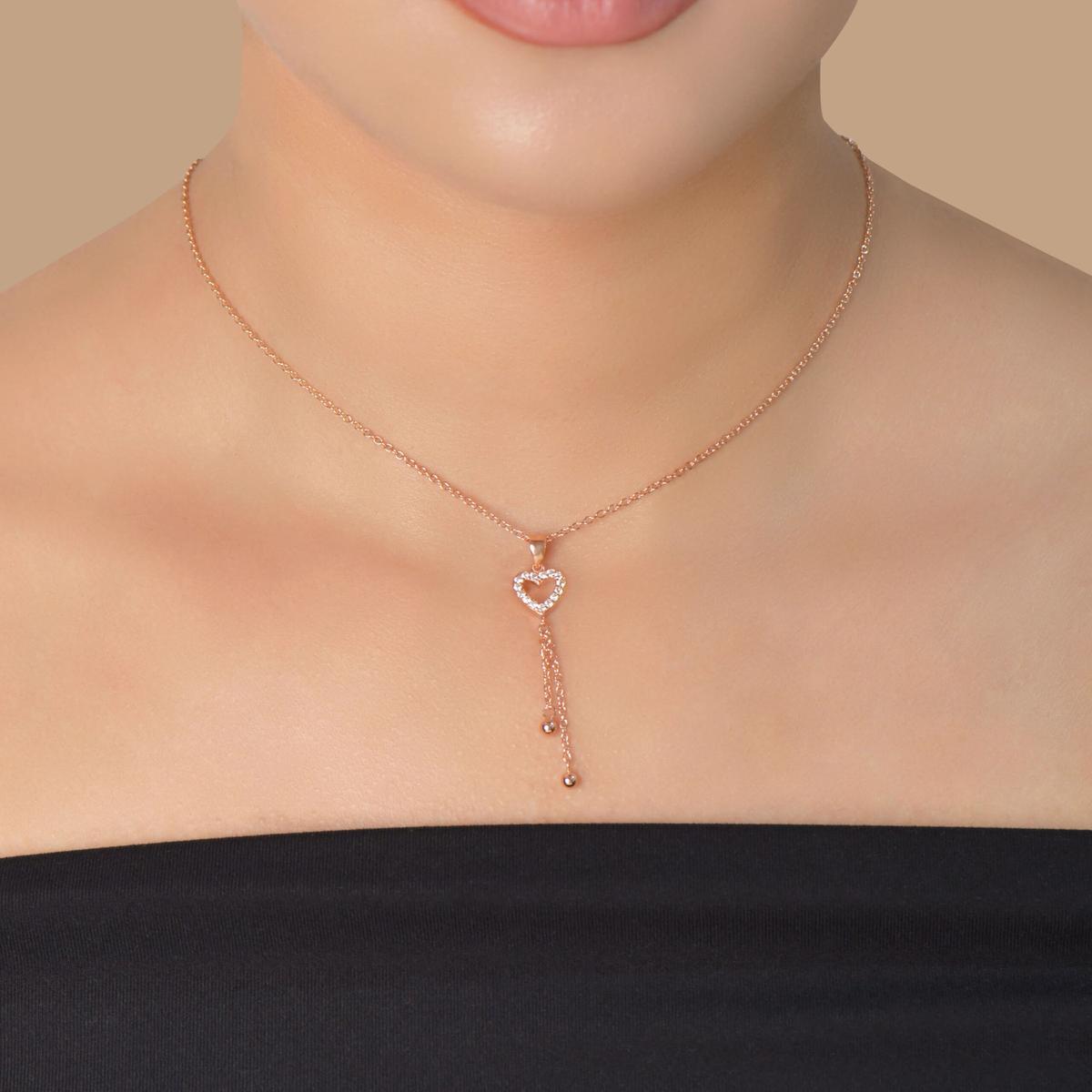 Collier Cœur en Argent 925 Plaqué Or Rose