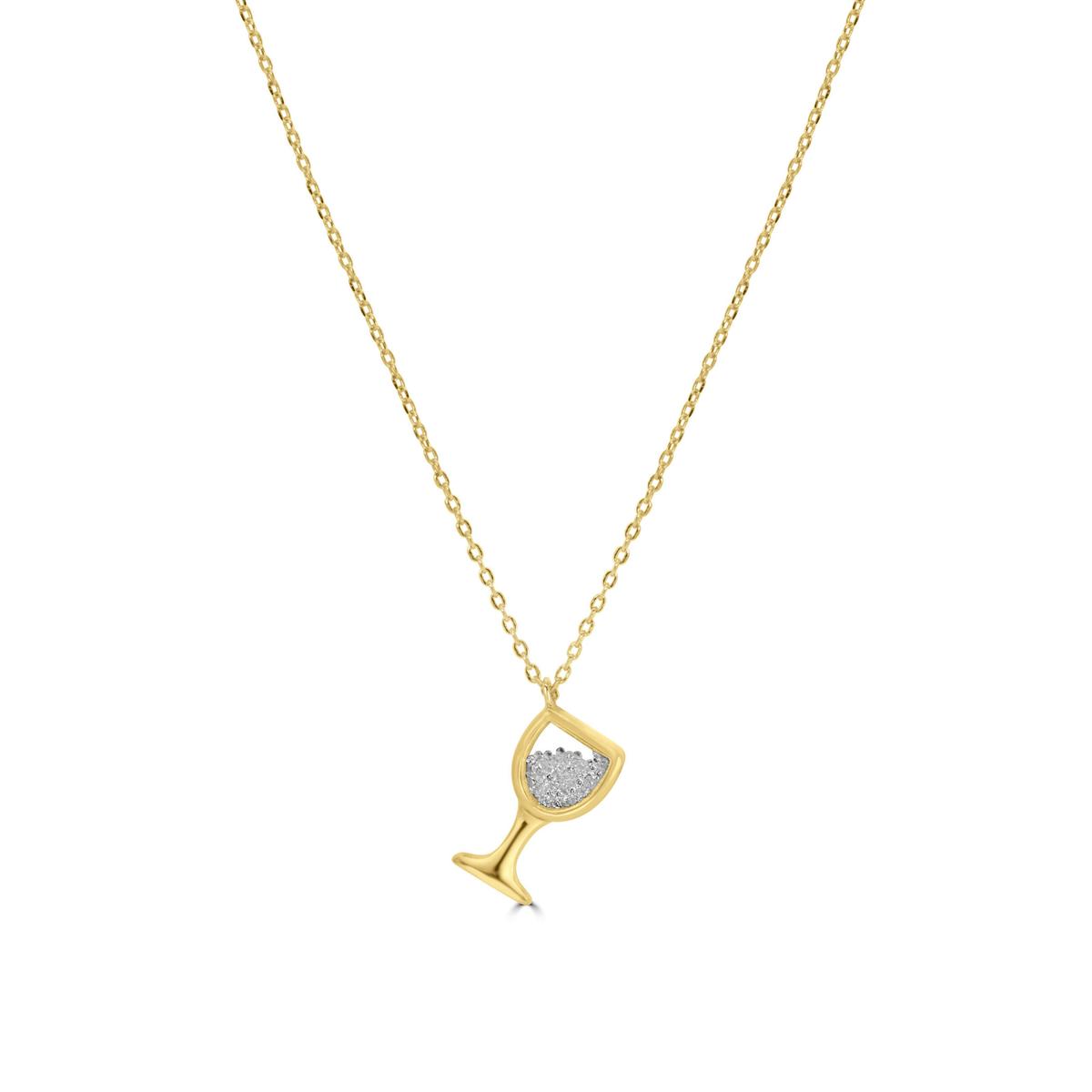 Collier Motif Verre Serti Argent 925 Finition Or