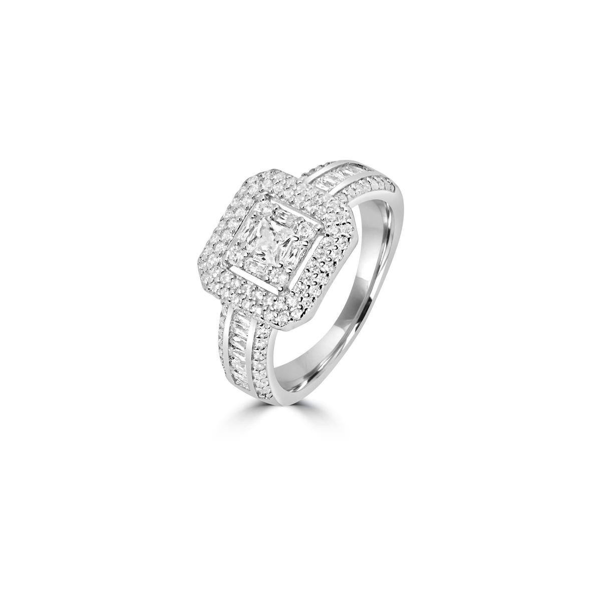 Bague « Éclat Royal » Double Halo en Argent 925