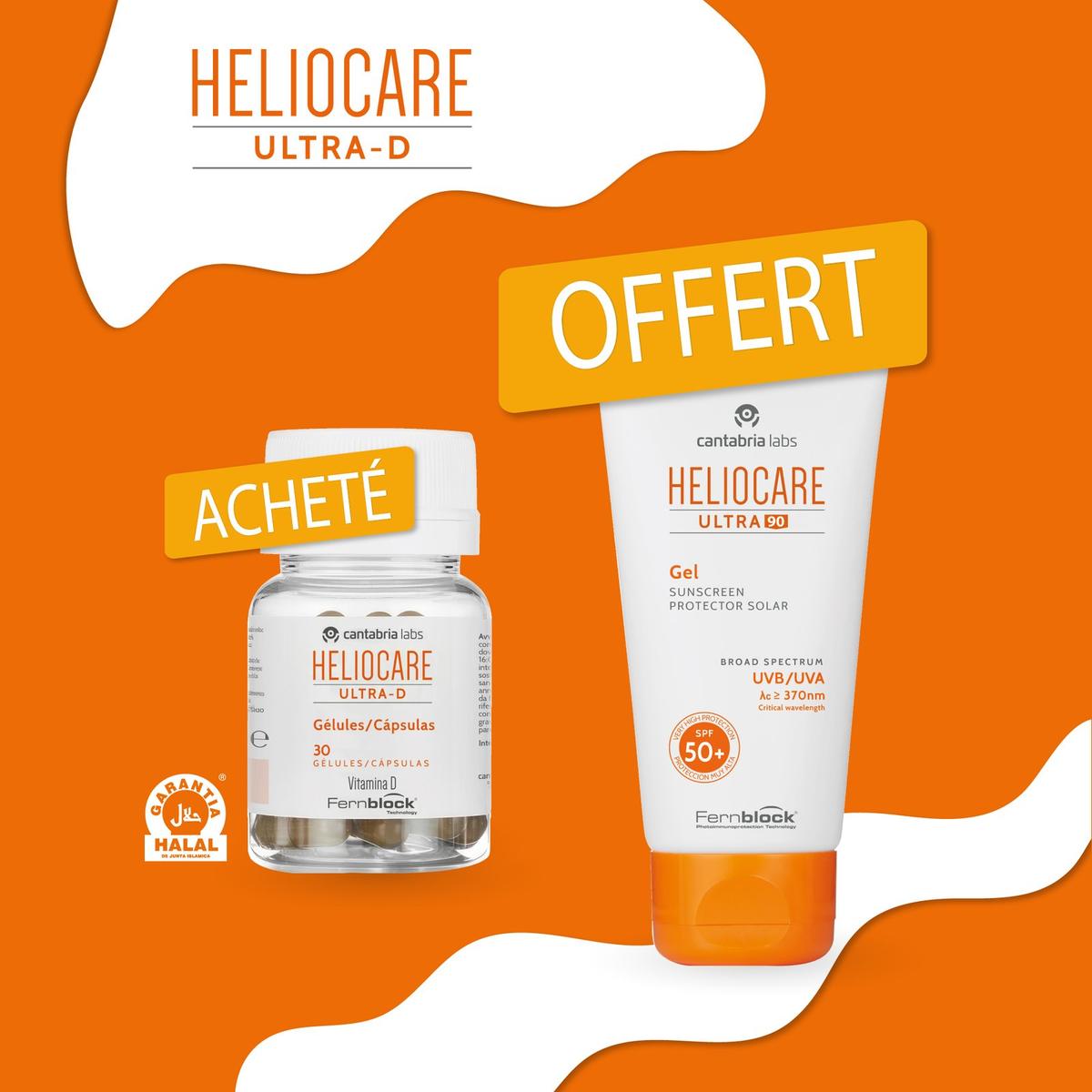 Heliocare Oral Capsules Ultra D 30 Gélules = Ultra Gel 90 Spf50 Offert