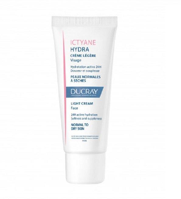 Ducray Crème légère Visage Crème hydratante visage peau sèche Ictyane Hydra 40 ml