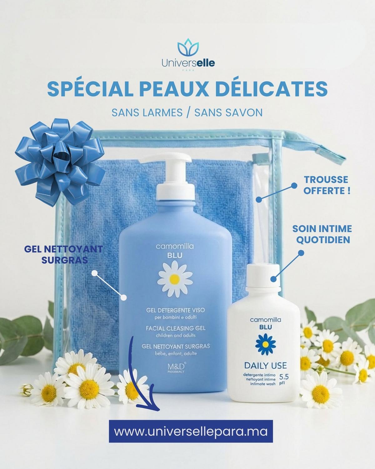 Pack Camomilla Blu: Gel Nettoyant Surgras + Daily Use Gratos