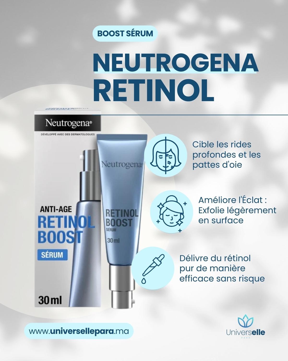 Neutrogena Sérum Retinol Boost : Soin Anti-Âge au Rétinol Pur, Rides Profondes & Éclat (30ml)