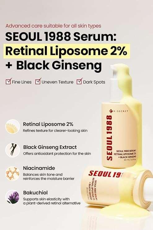 K-SECRET- SEOUL 1988 Serum : Retinal Liposome 2% + Black Ginseng 30ml
