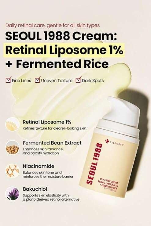 K-SECRET- SEOUL 1988 Cream : Retinal Liposome 1% + Fermented Rice 50ml