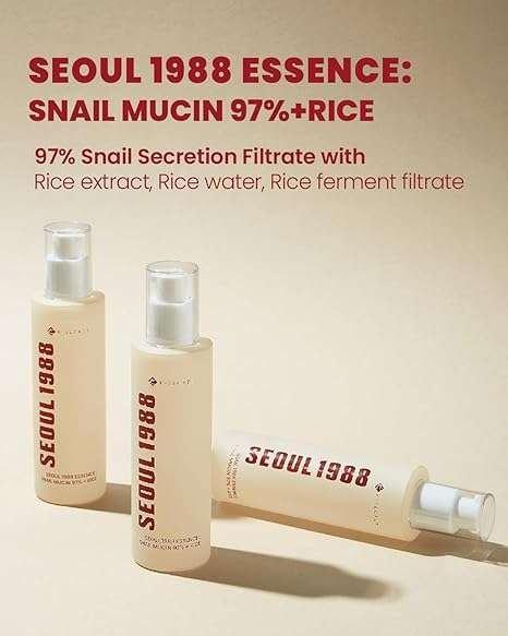 Essence K-SECRET- SEOUL 1988 : Snail Mucin 97% + Rice pour visage 100 ml