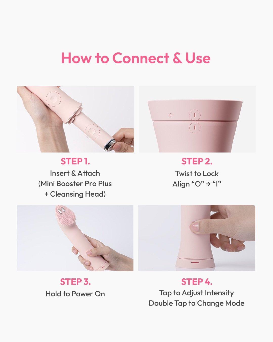 Medicube Mini Booster Pro Plus Cleansing Device Set 2-in-1 Brosse nettoyante pour visage édition rose