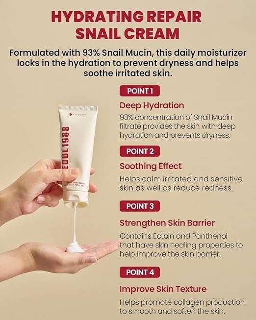 K-SECRET- SEOUL 1988 Cream : Snail Mucin 93% + Rice Crème Visage 100ml