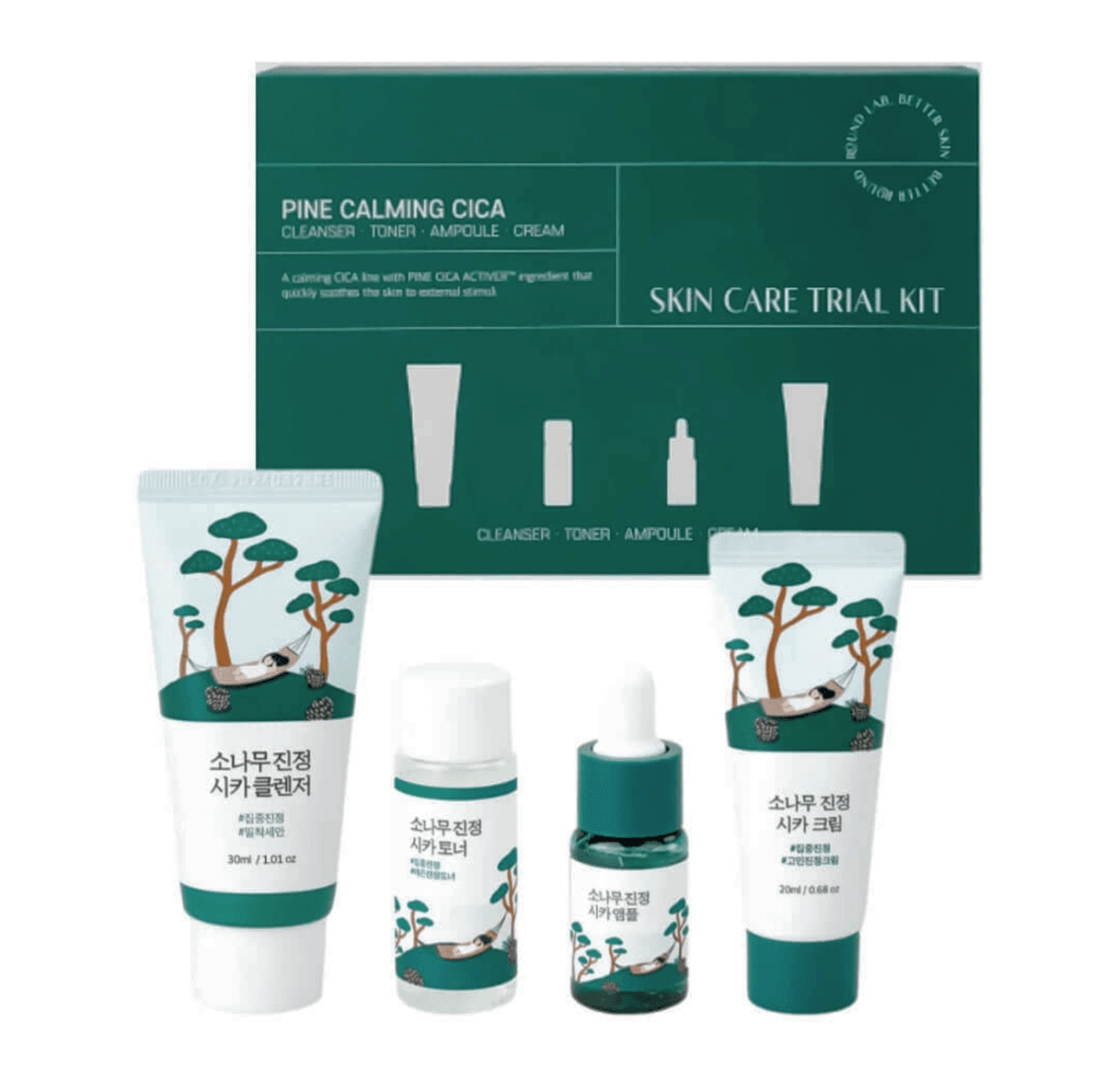Round Lab Pine Calming Cica Trial Kit 4 produits
