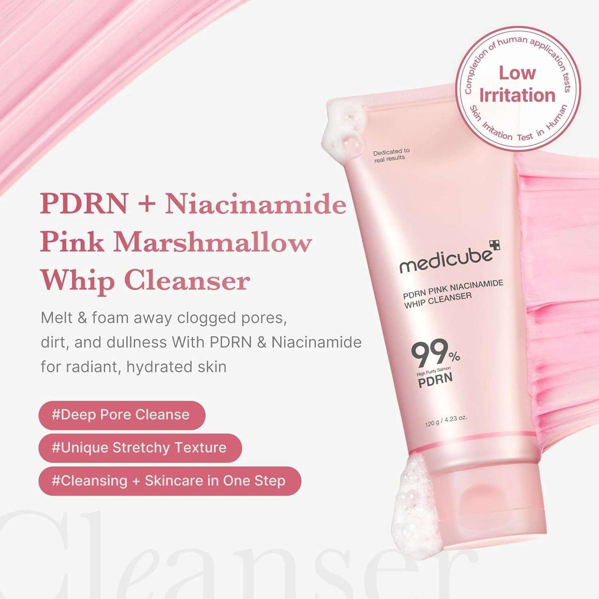 Medicube PDRN Pink Niacinamide Whip Cleanser Gel nettoyant 120 G