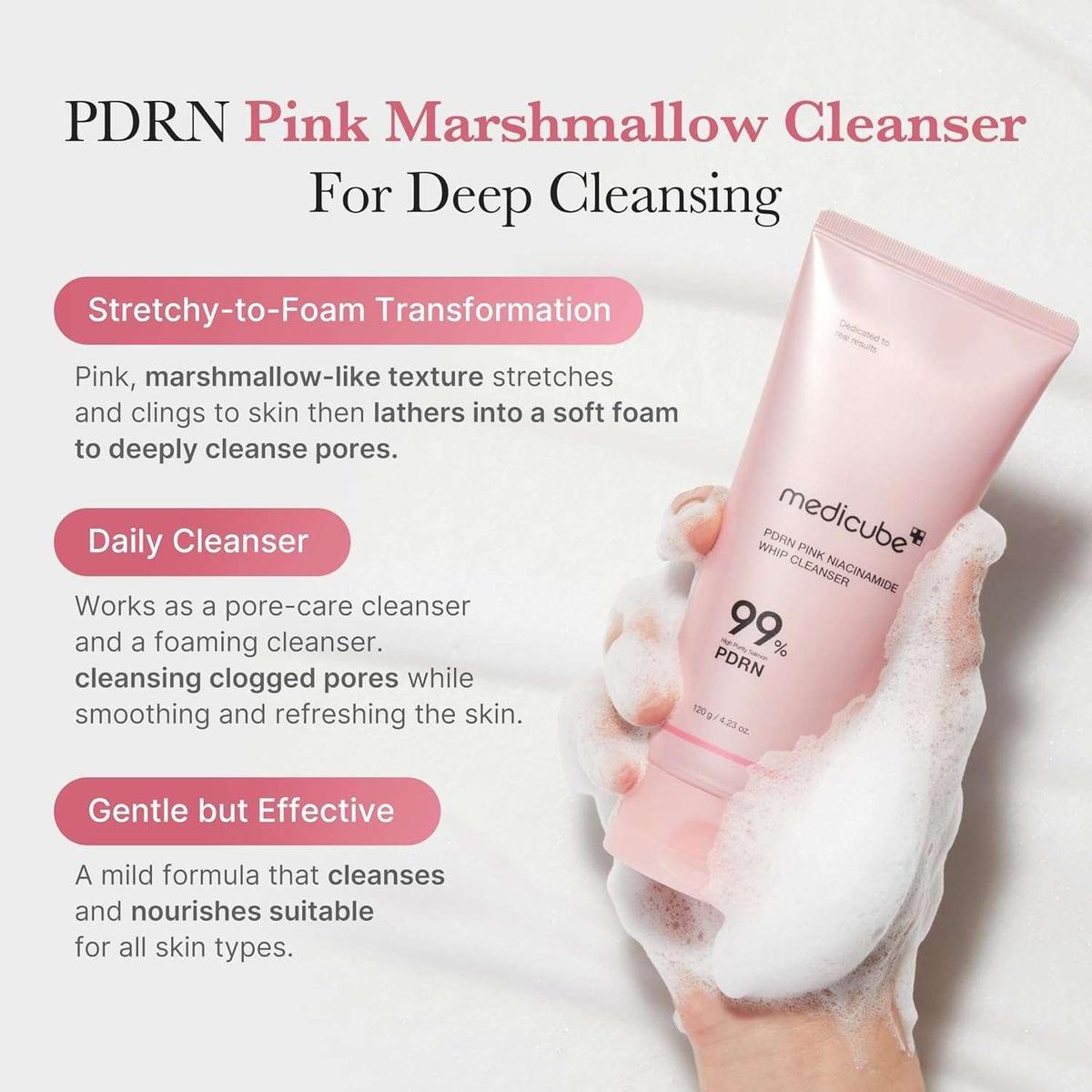 Medicube PDRN Pink Niacinamide Whip Cleanser Gel nettoyant 120 G