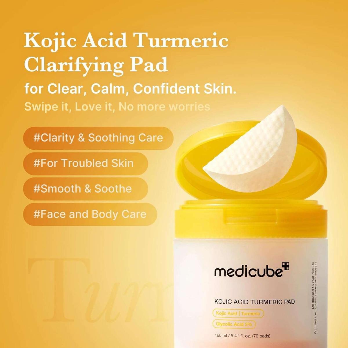 Medicube Kojic Acid Turmeric Pad Disques Toniques 70 Pads