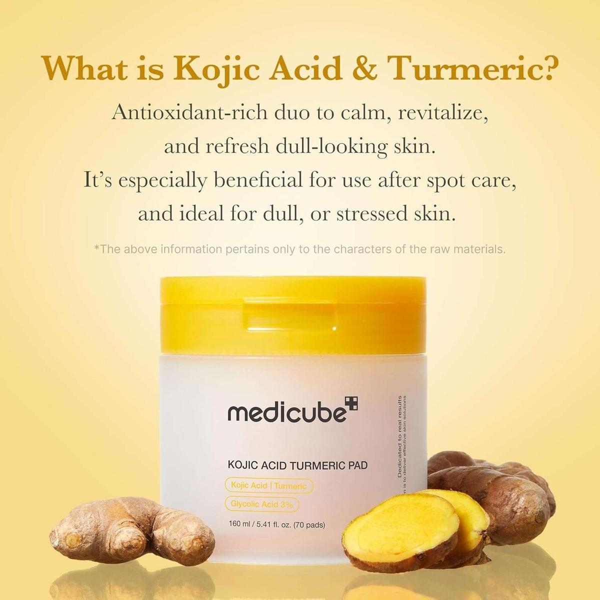 Medicube Kojic Acid Turmeric Pad Disques Toniques 70 Pads