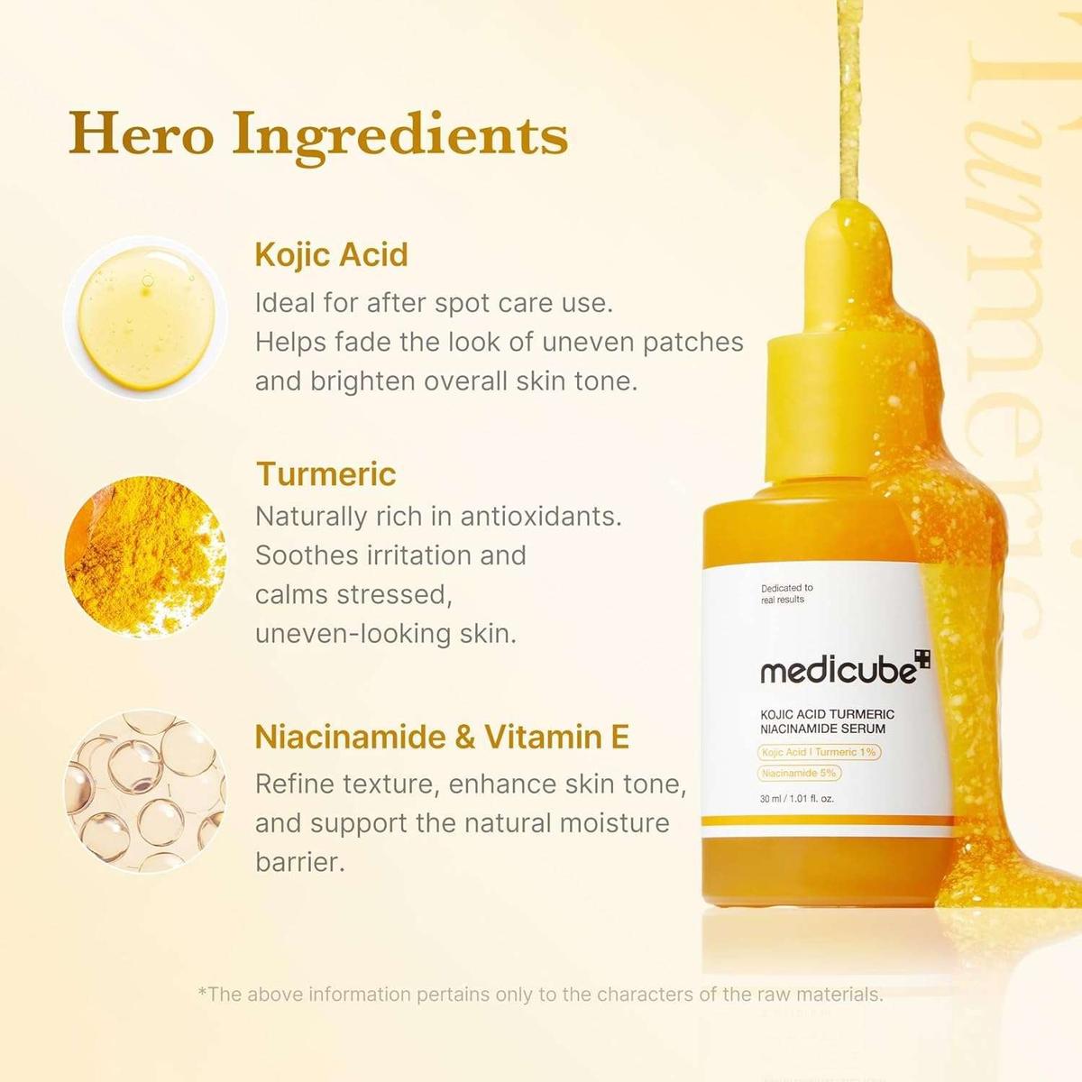 Medicube Kojic Acid Turmeric Niacinamide Serum Sérum Visage 30ml