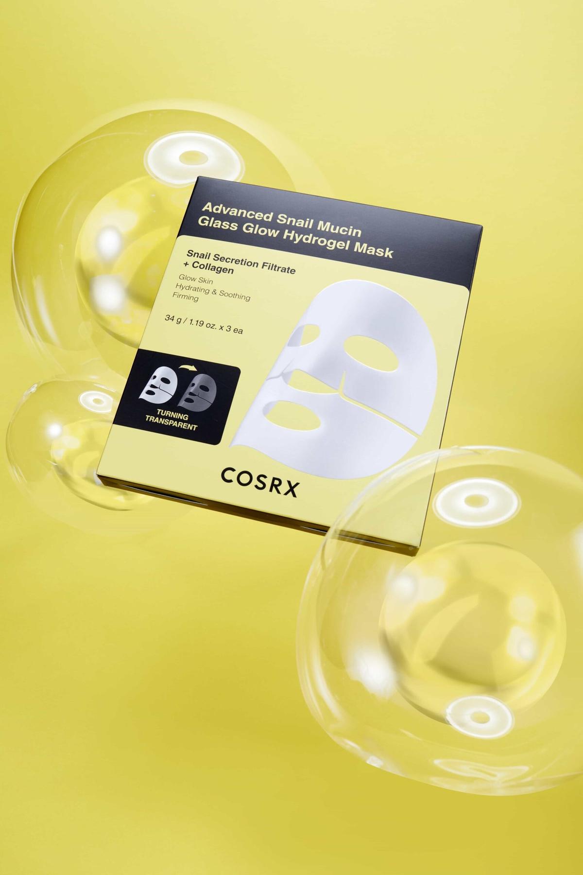 COSRX Advanced Snail Mucin Glass Glow Hydrogel Face Masks Masque en feuille 34g* 3 unités