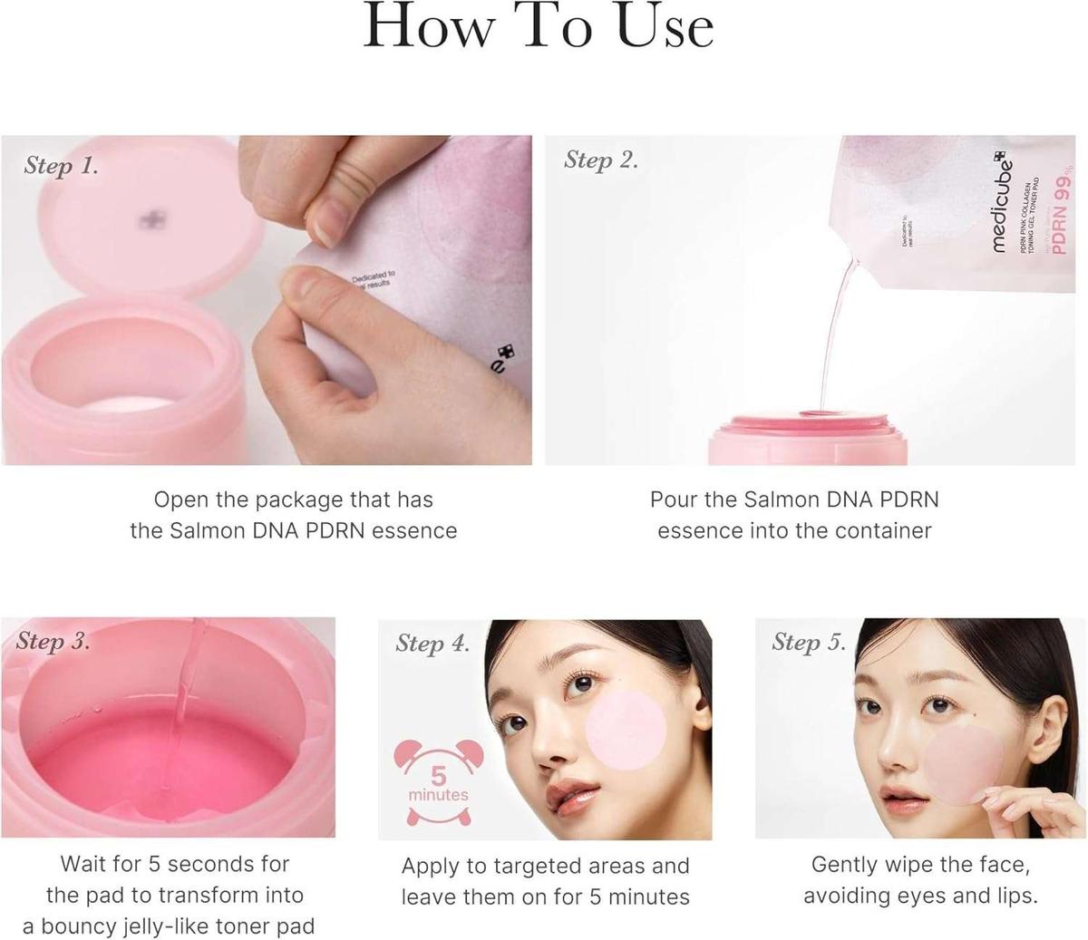 Medicube PDRN Pink Collagen Toning Gel Toner Pad Disques Hydratants 70 pads