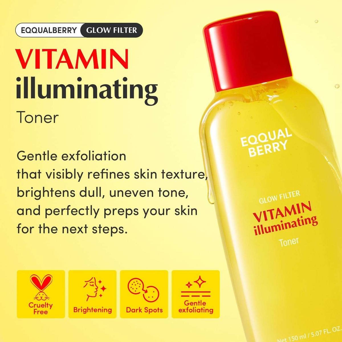 EQQUALBERRY Vitamin Illuminating Toner Tonique hydratant 150 ml