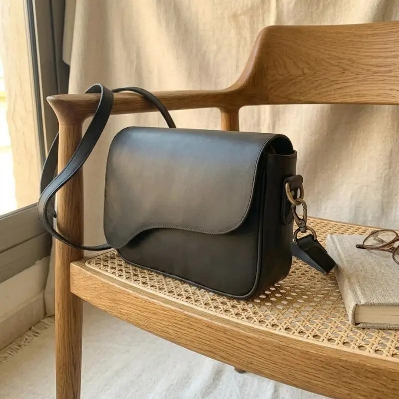 Sac à Bandoulière Cuir Vintage Style Classique Intemporel Femme