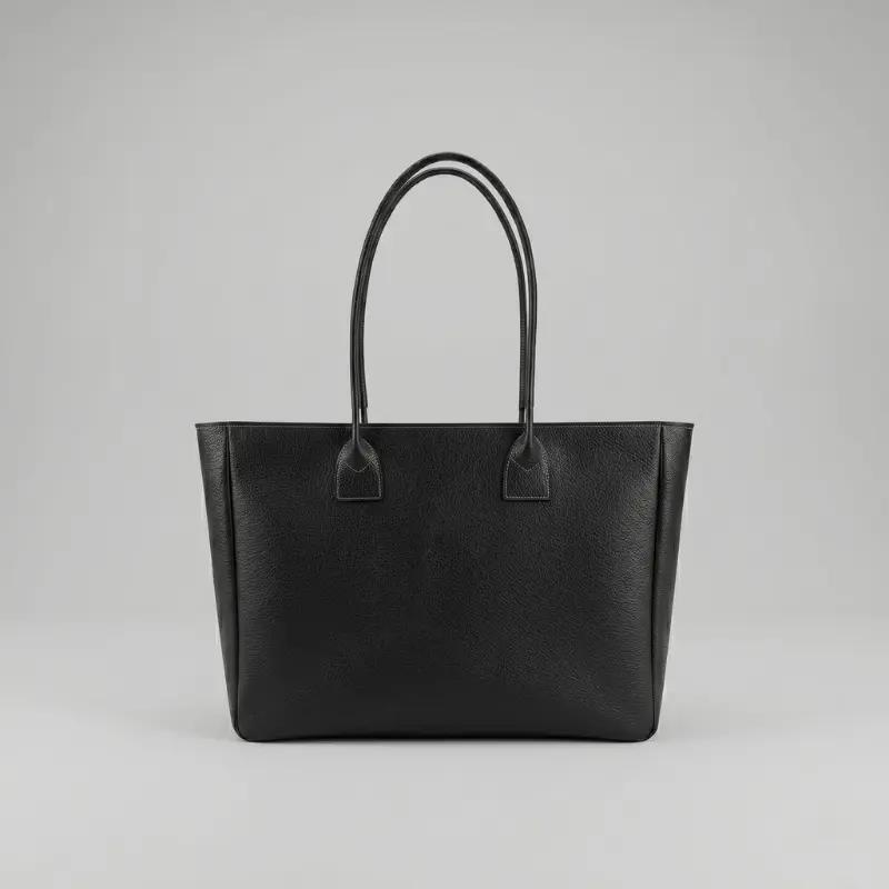Cabas Cuir Grainé Noir Femme Style Minimaliste