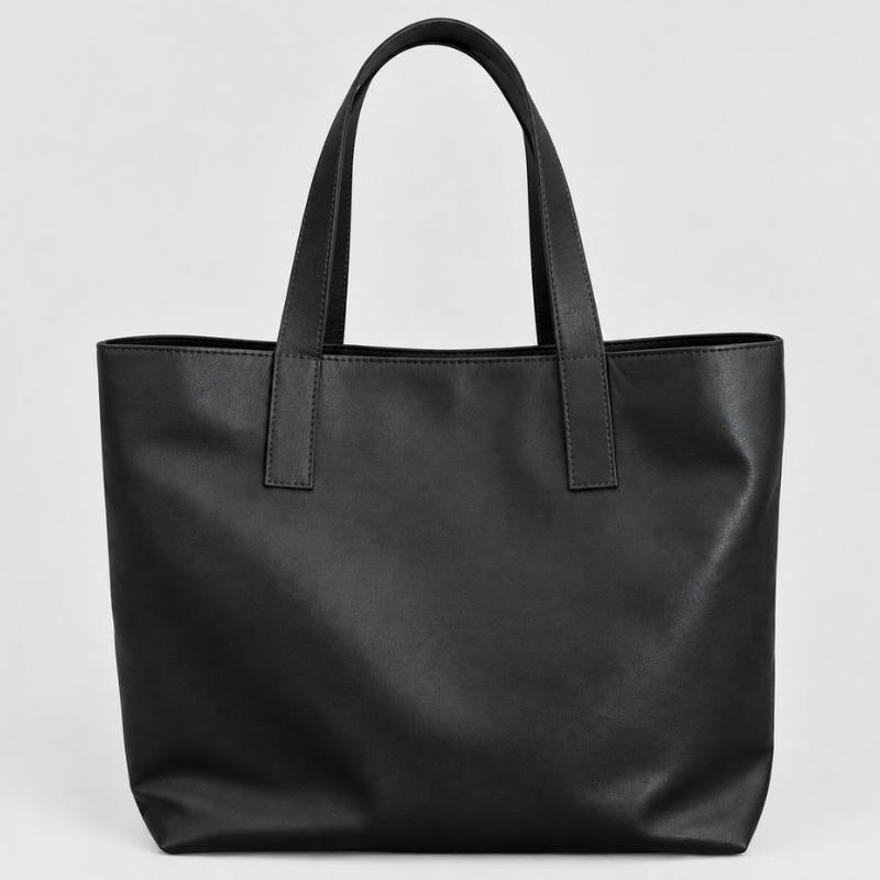 Sac Cabas Cuir Noir Femme Grand Format Minimaliste