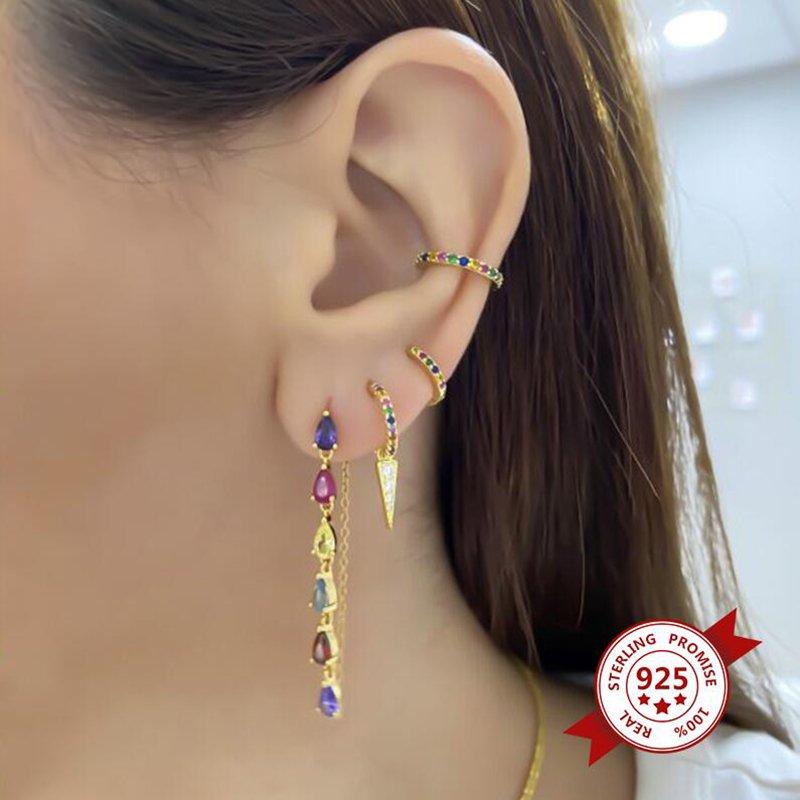 Boucles d'oreilles Gold Rainbow Pendant