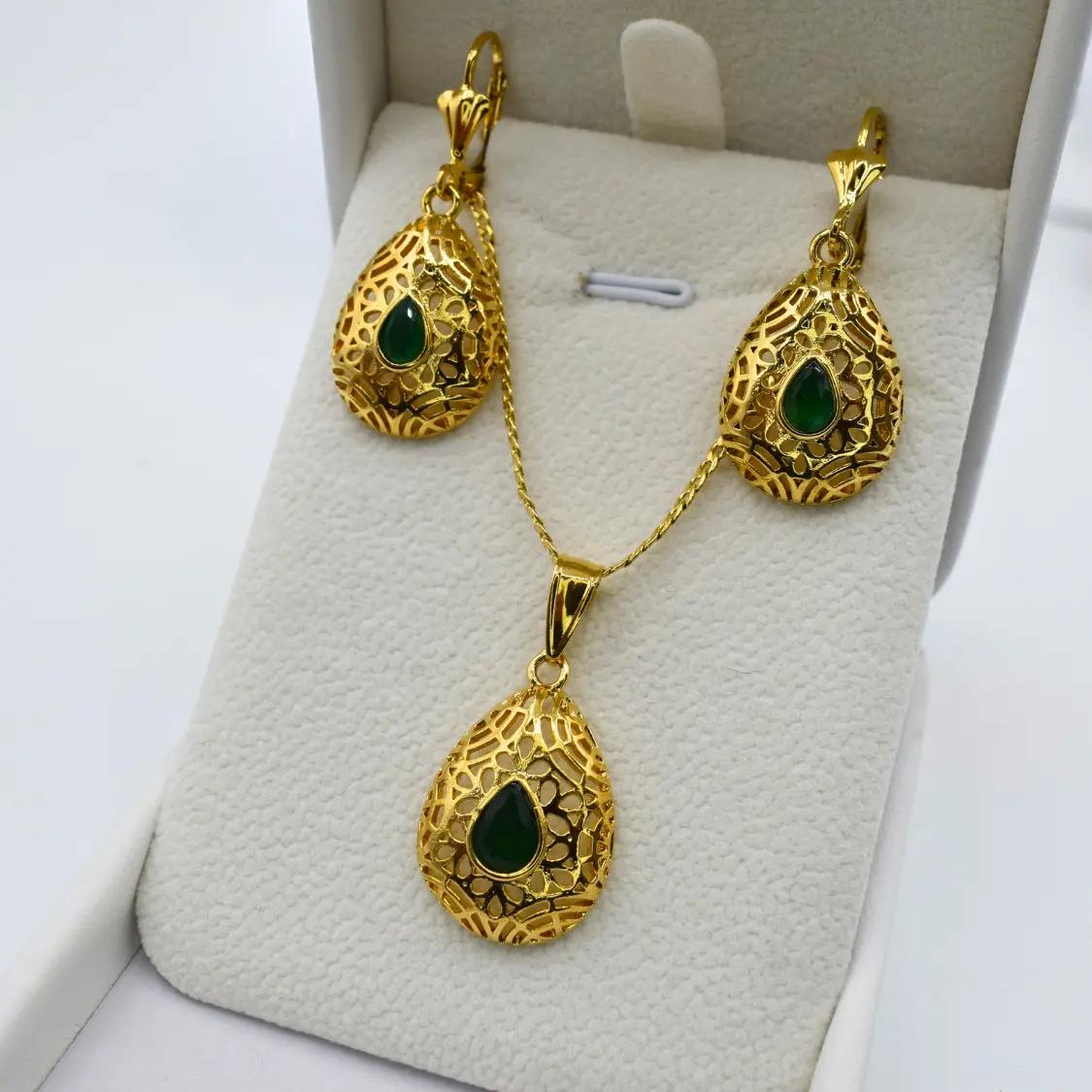 Ensemble Bijoux Plaqué Or Malaki vert