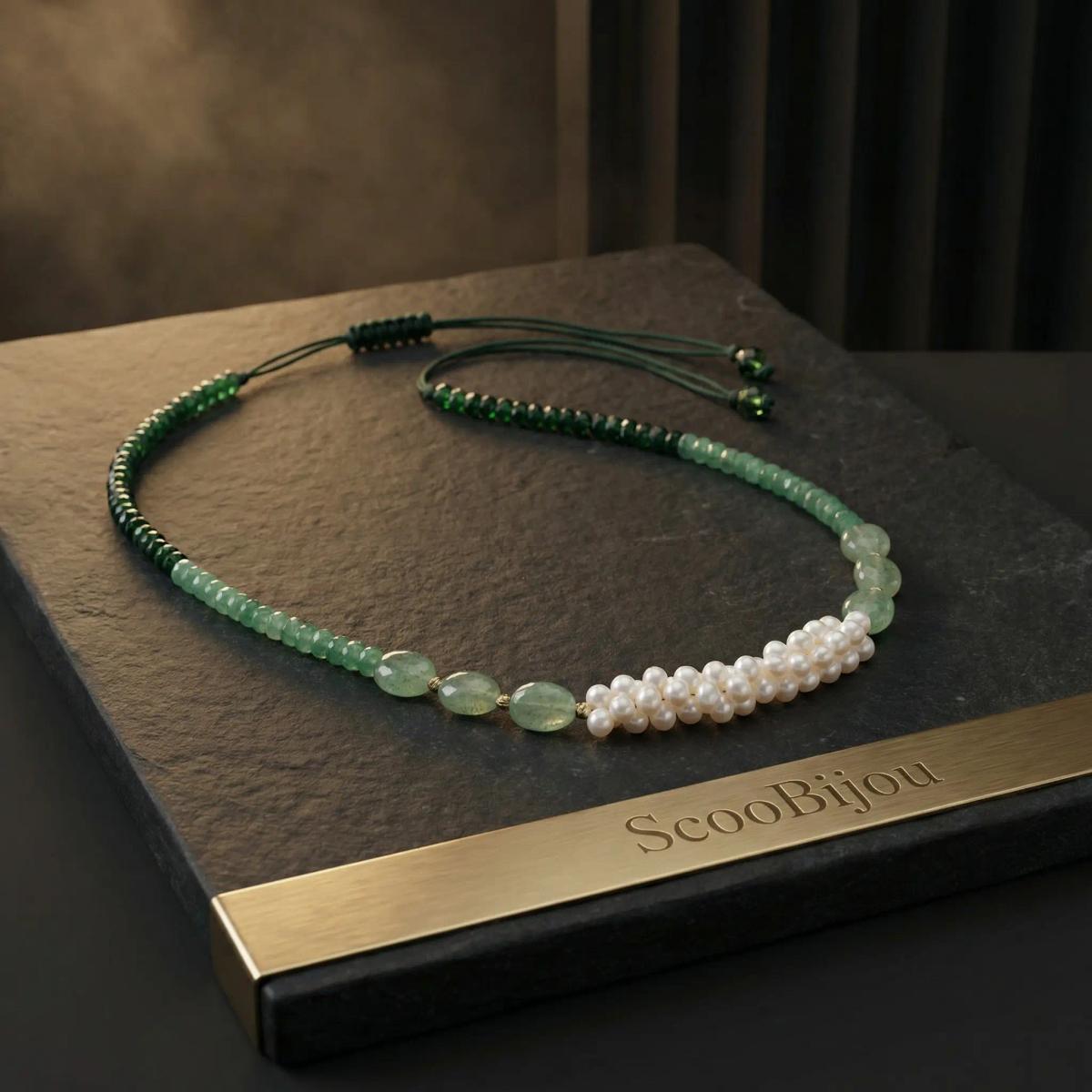 Collier Élégance Verte Jouher Or 18K