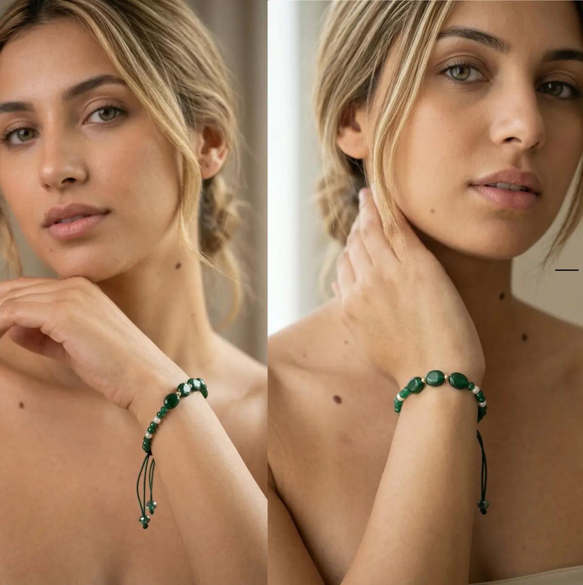 Ensemble Collier et Bracelet Vert MALAKI