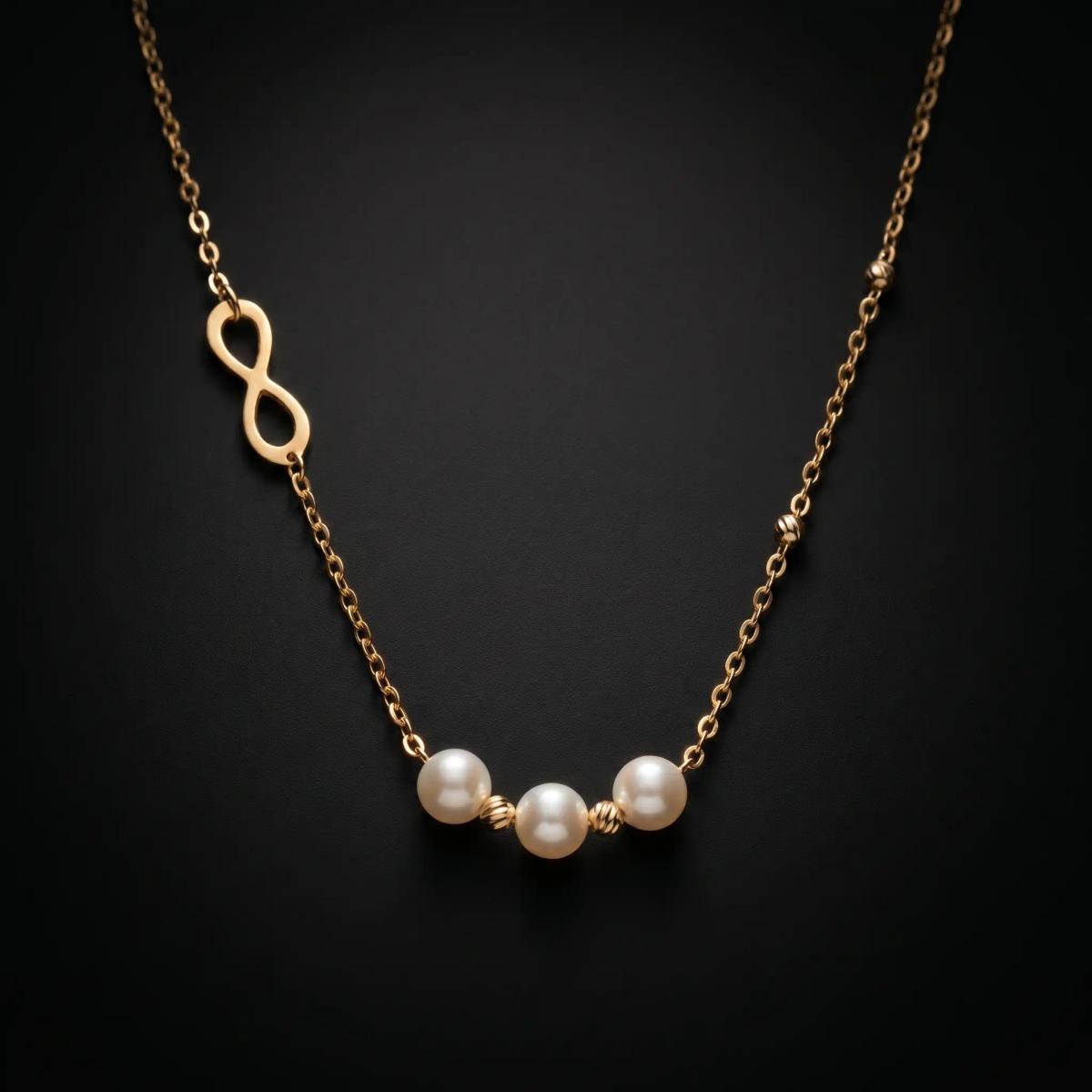 Collier Infini Or 18K Perles