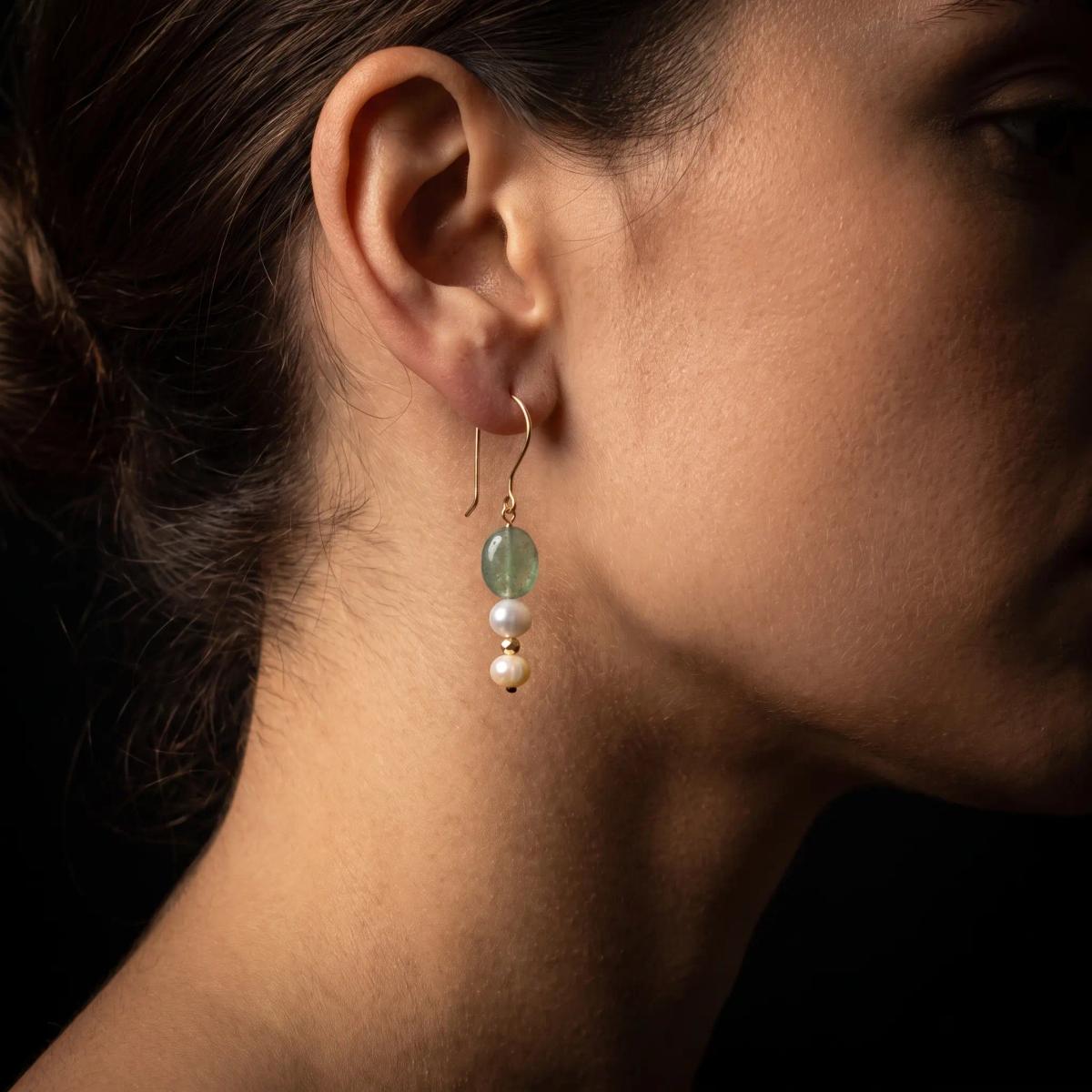 Boucles d'Oreilles Aventurine Or 18K