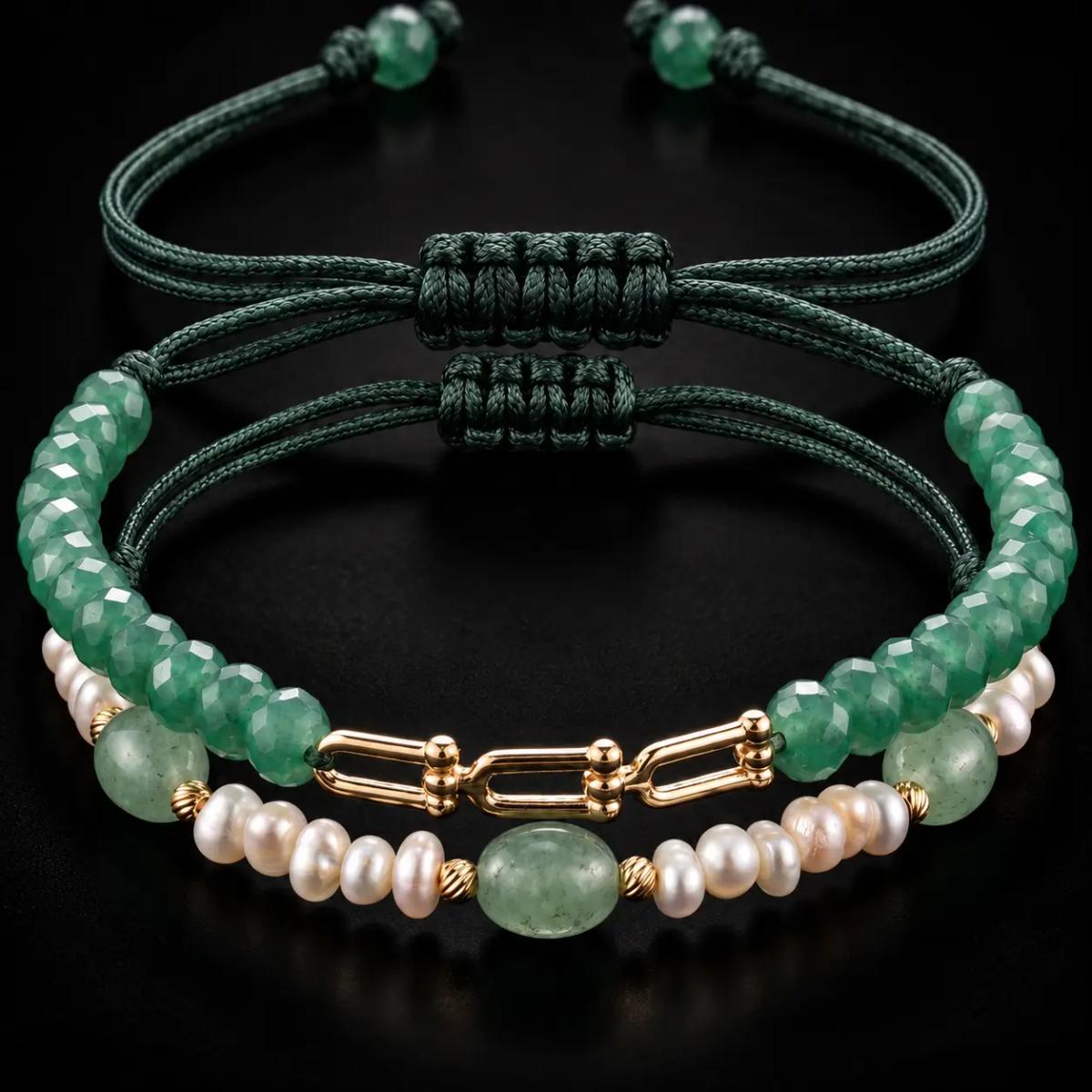 Duo macramé aventurine Jouher Or 18K