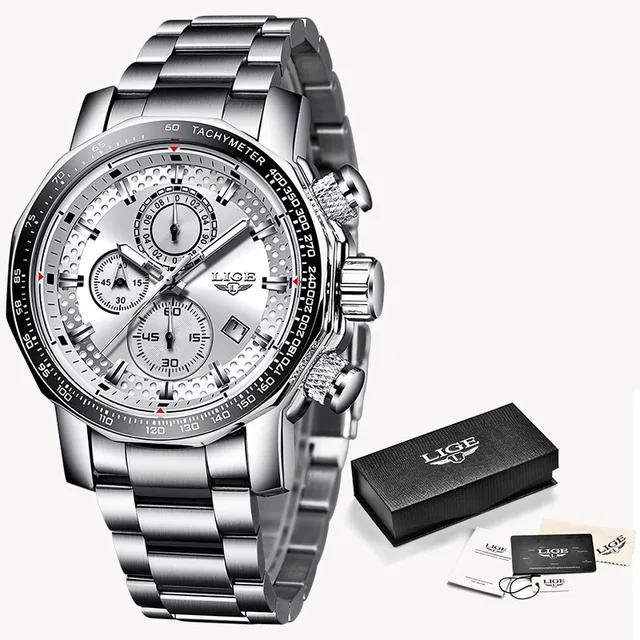 Lige montre à grand cadran en argent