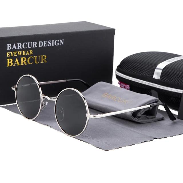 BARCUR Lunettes de soleil rondes rétro