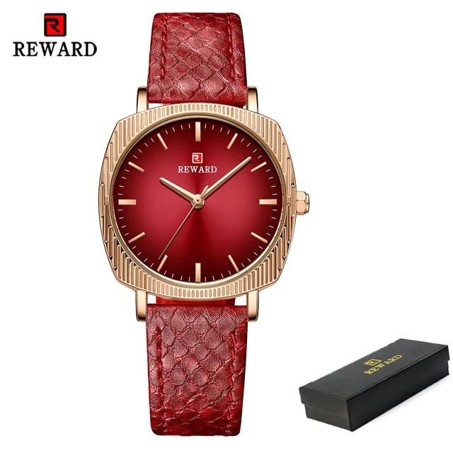 Reward montre à Quartz avec bracelet en cuir