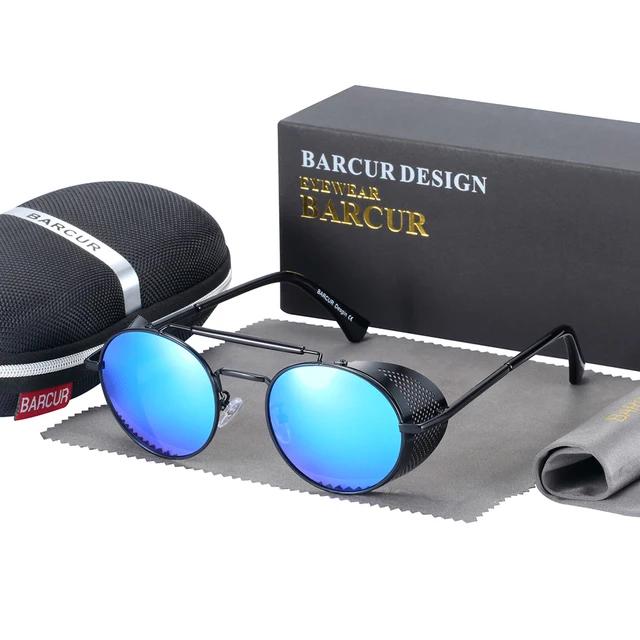 BARCUR lunettes de soleil rondes polarisées, rétro gothique Steampunk pour hommes et femmes, Vintage, protection UV400