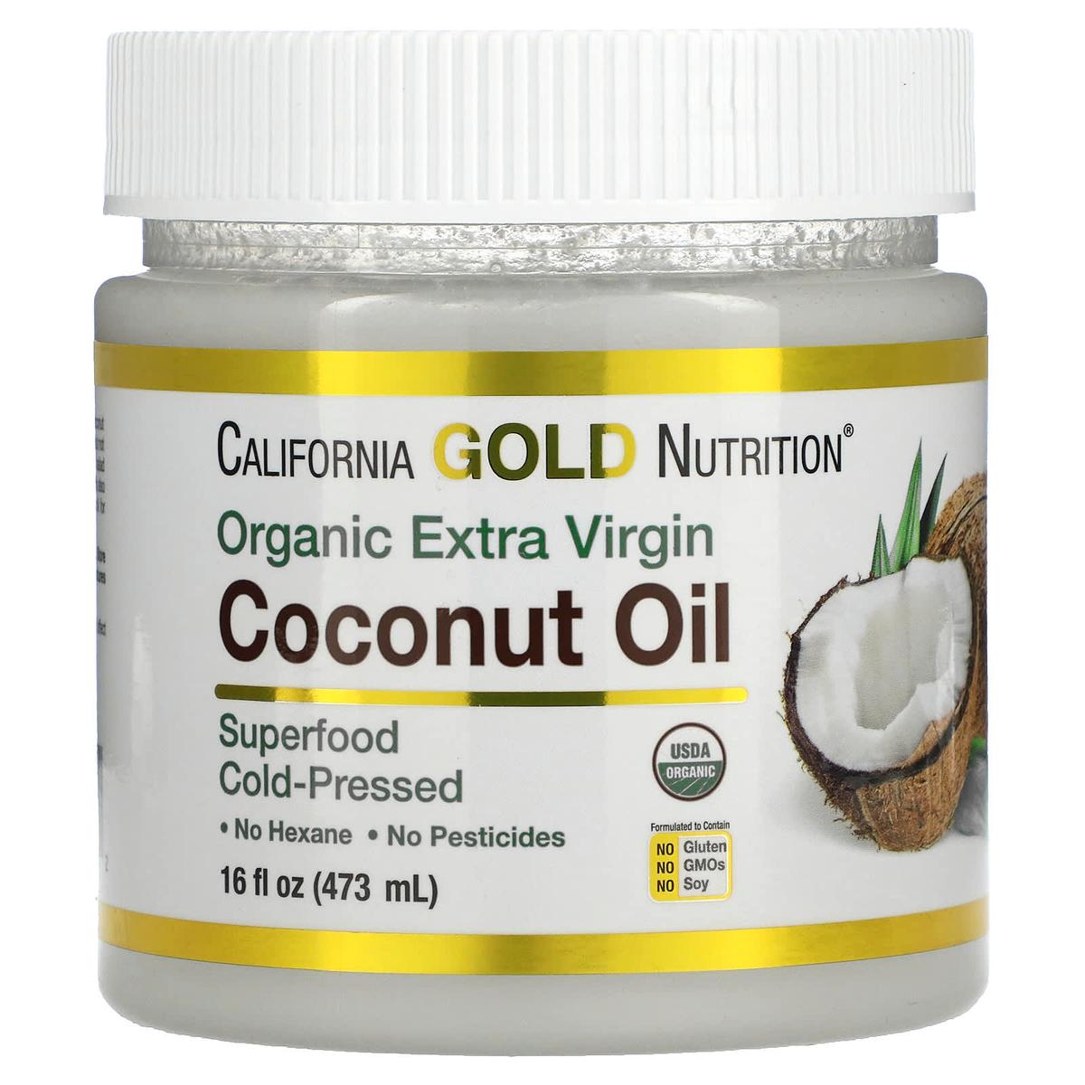 California Gold Nutrition Huile de coco extra vierge biologique pressée à froid 473 ml