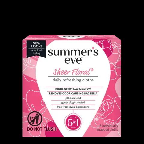 SUMMER'S EVE SHEER FLORAL CLEANSING CLOTHS 16 UNITÉS